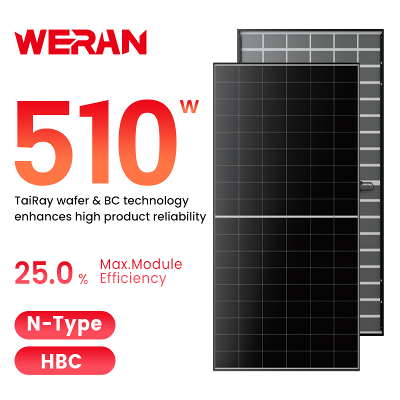WERAN 495-510W lakossági hátsó érintkező napelem – OEM duplaüvegű tetőtéri PV modul forgalmazóknak és szerelőknek